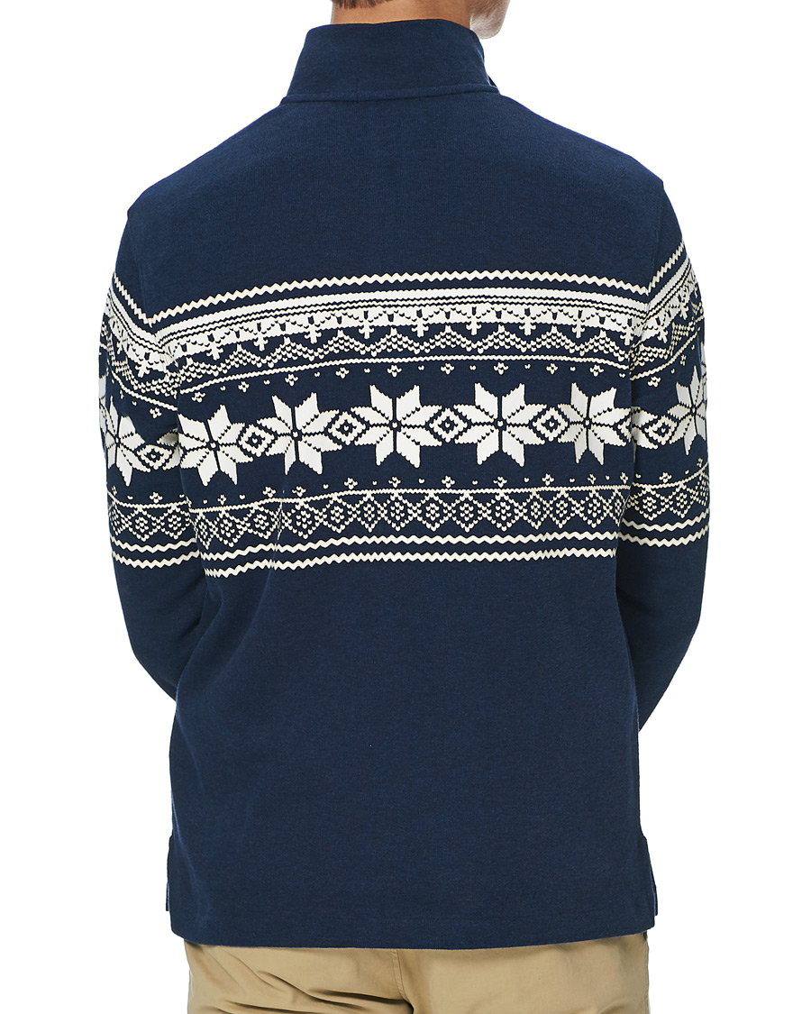 Herren | Pullover | Polo Ralph Lauren | Winter Double Knit Half Zip Sweater Blue Heather