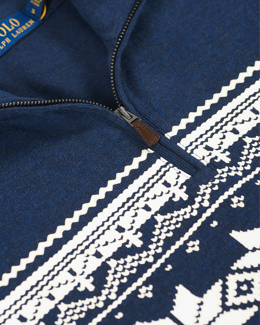 Herren | Pullover | Polo Ralph Lauren | Winter Double Knit Half Zip Sweater Blue Heather