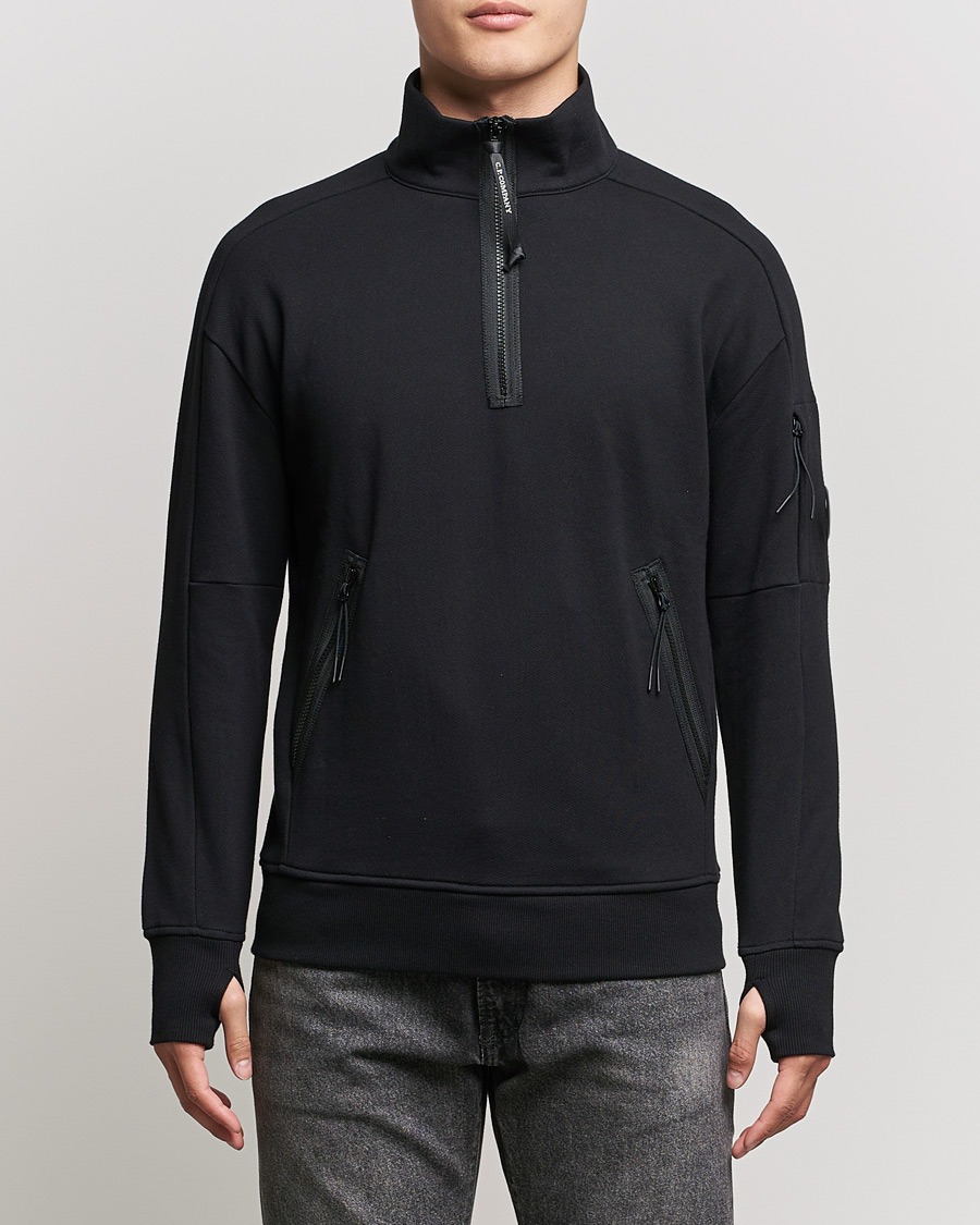 Herren | Pullover | C.P. Company | Diagonal Raised Fleece Half Zip Lens Sweatshirt Black