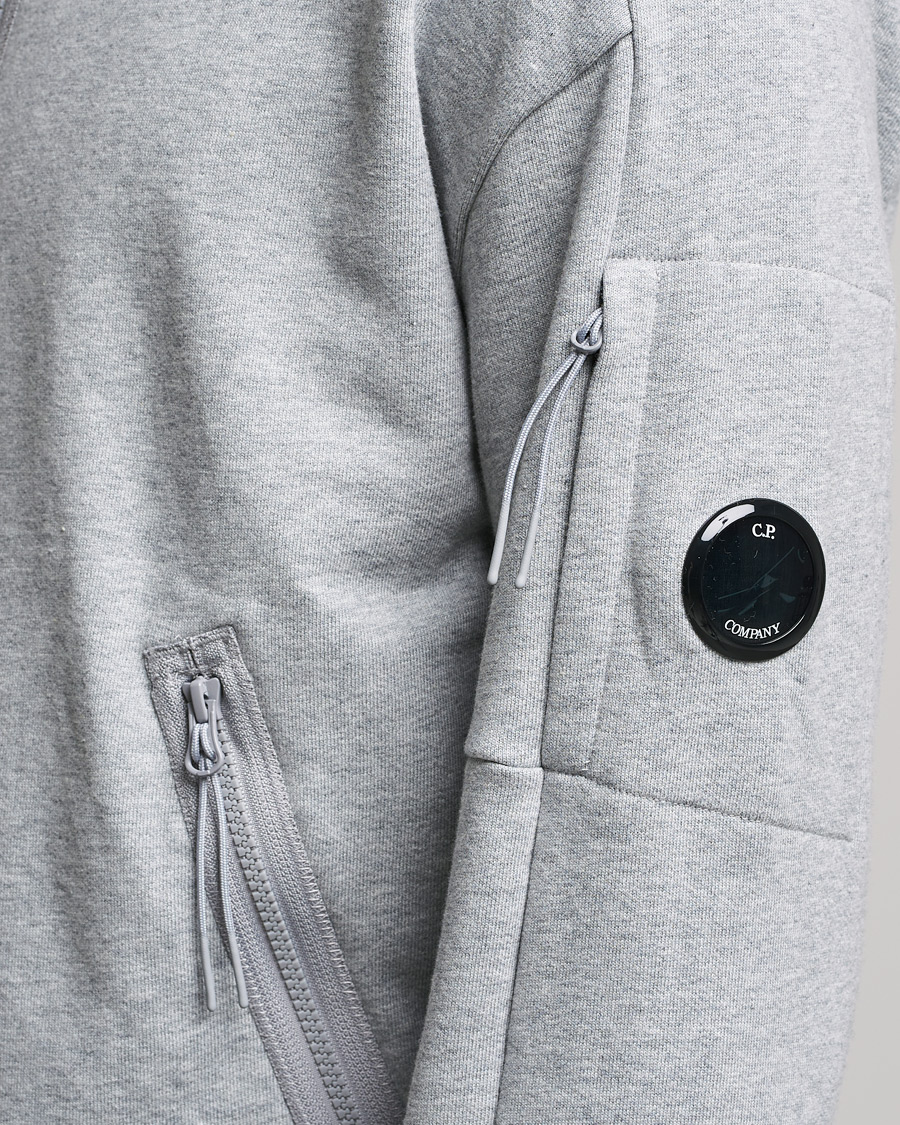 Herren | Pullover | C.P. Company | Diagonal Raised Fleece Half Zip Lens Sweatshirt Grey Mel