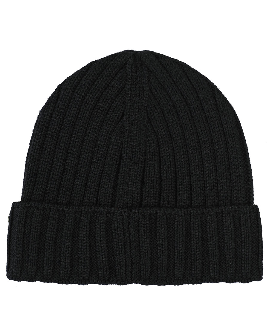 Herren | C.P. Company Knitted Merino Logo Beanie Black | C.P. Company | Knitted Merino Logo Beanie Black