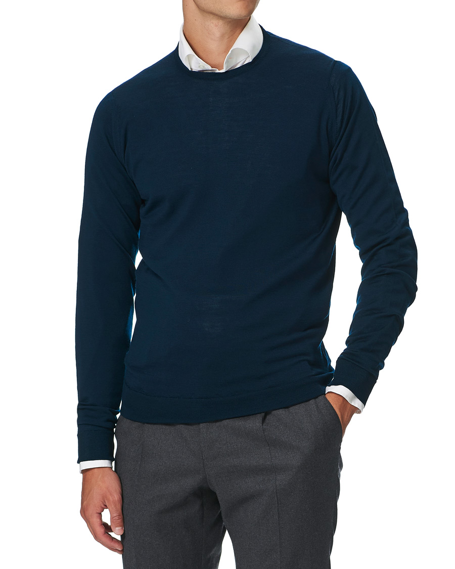 Herren | Pullover | John Smedley | Lundy Extra Fine Merino Crew Neck Orion Green