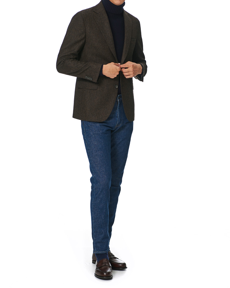 Herren | Sakkos | Oscar Jacobson | Fogerty Moon Herringbone Tweed Blazer Brown