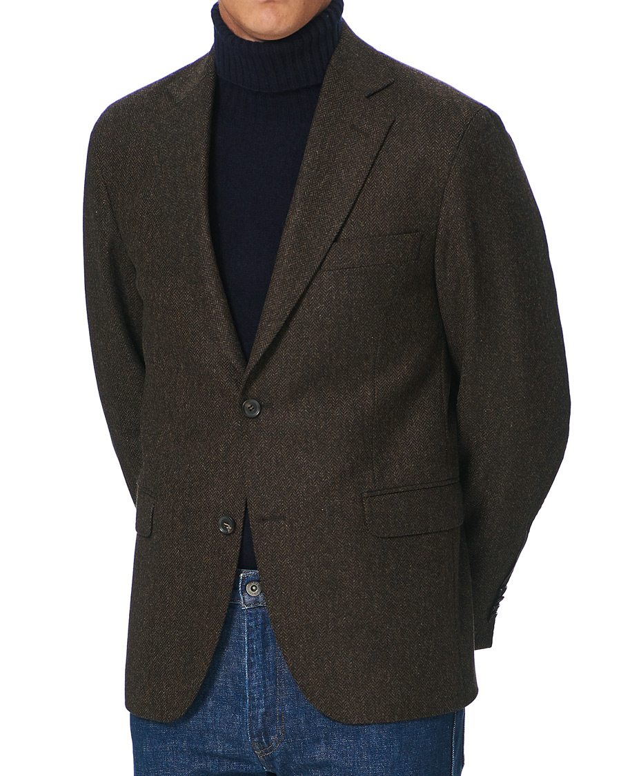 Herren | Sakkos | Oscar Jacobson | Fogerty Moon Herringbone Tweed Blazer Brown