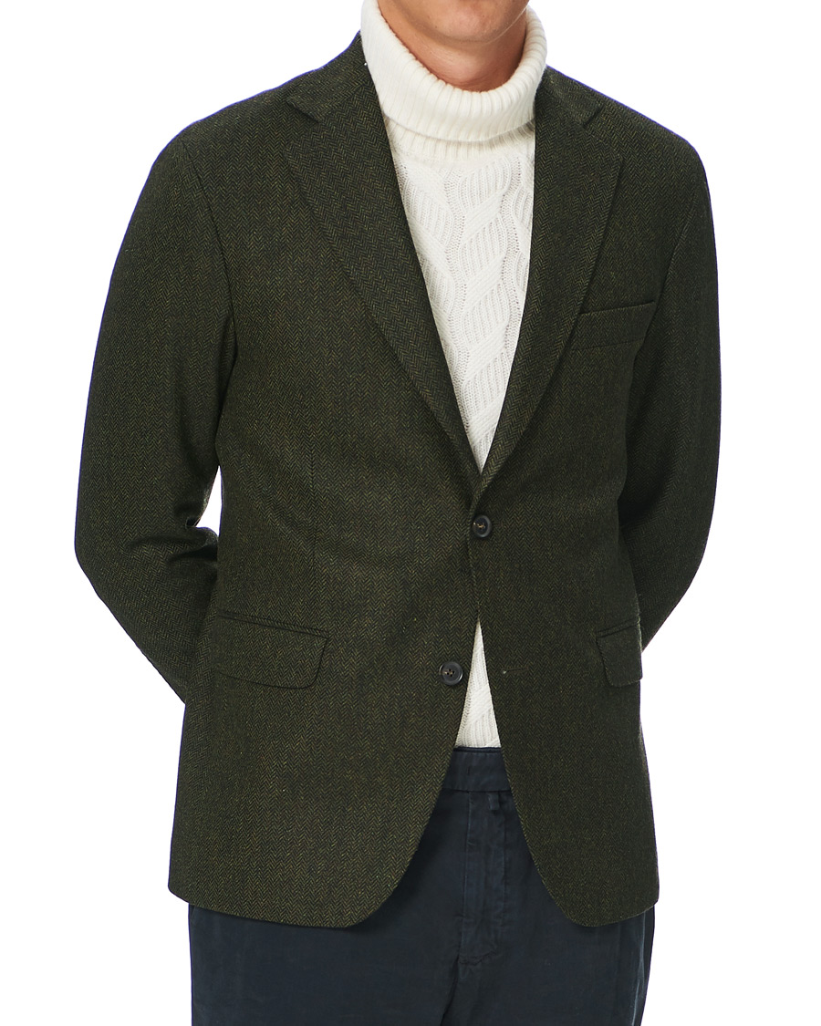 Herren | Sakkos | Oscar Jacobson | Fogerty Moon Herringbone Tweed Blazer Green