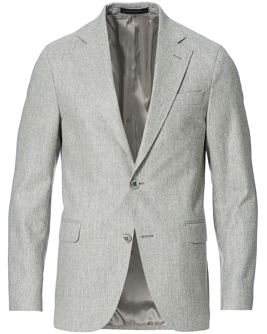 Herren | Sakkos | Oscar Jacobson | Ego Wool Flannel Blazer Light Grey