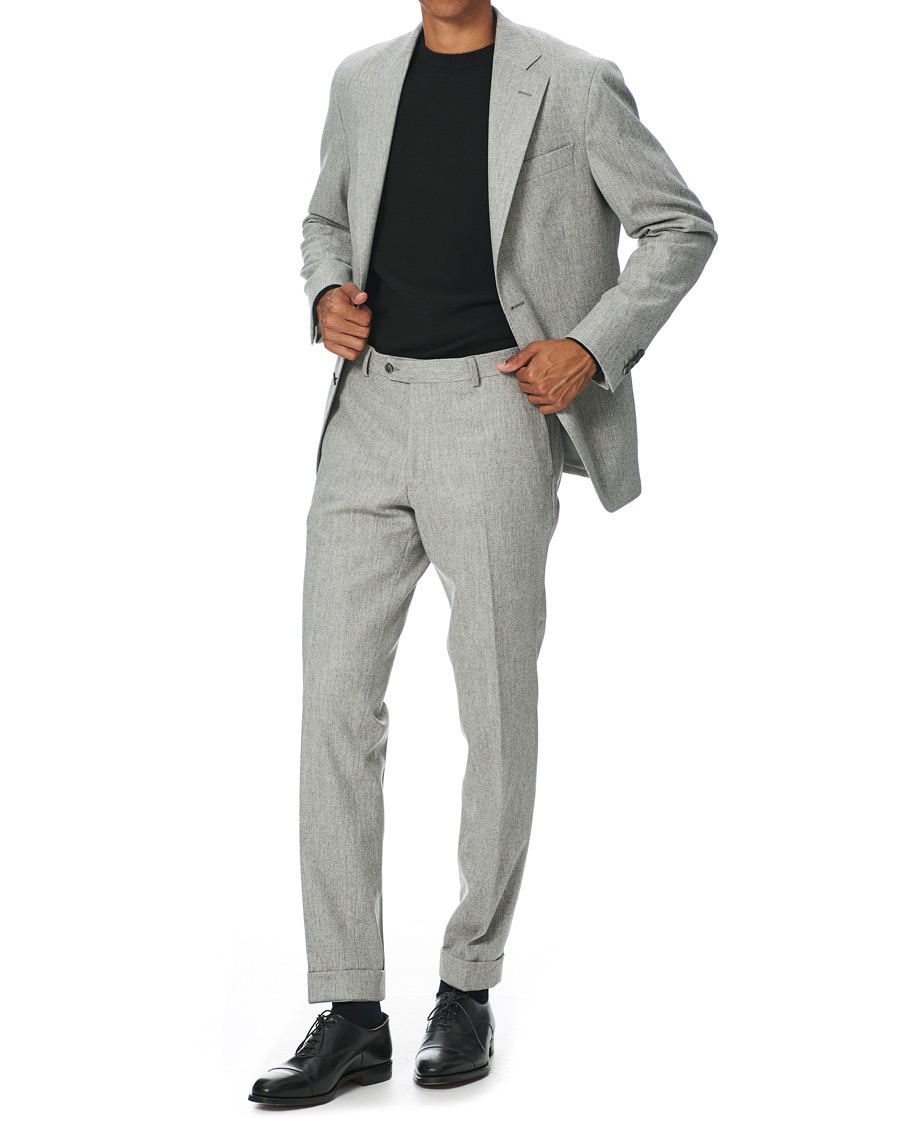Herren | Sakkos | Oscar Jacobson | Ego Wool Flannel Blazer Light Grey