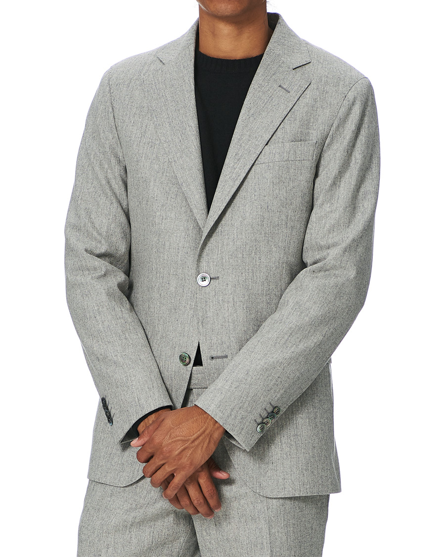 Herren | Sakkos | Oscar Jacobson | Ego Wool Flannel Blazer Light Grey
