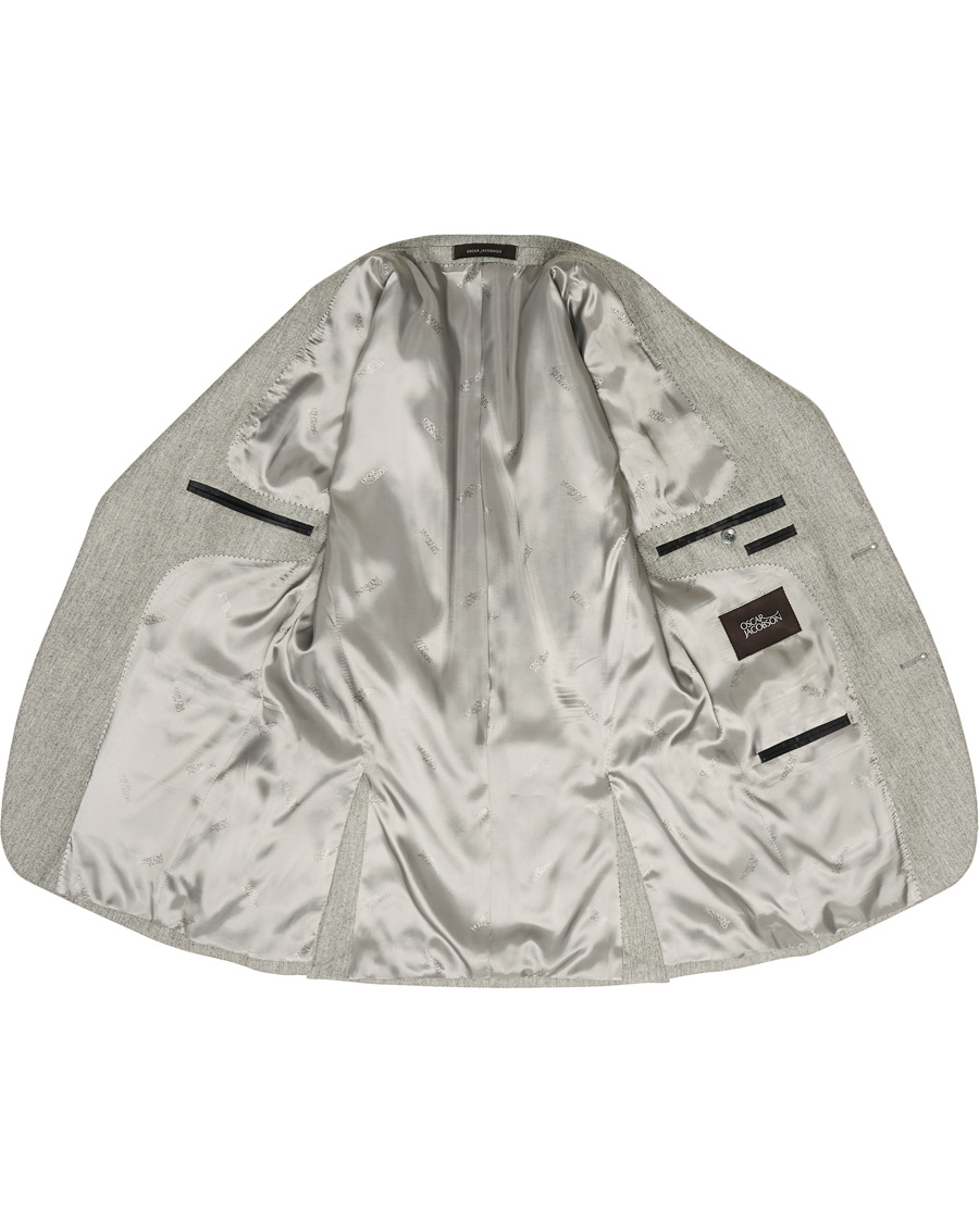 Herren | Sakkos | Oscar Jacobson | Ego Wool Flannel Blazer Light Grey