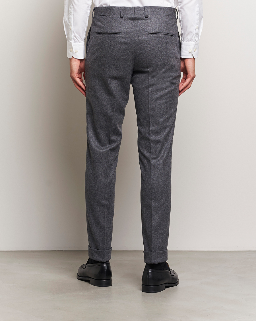 Herren | Hosen | Oscar Jacobson | Denz Turn Up Flannel Trousers Grey Melange
