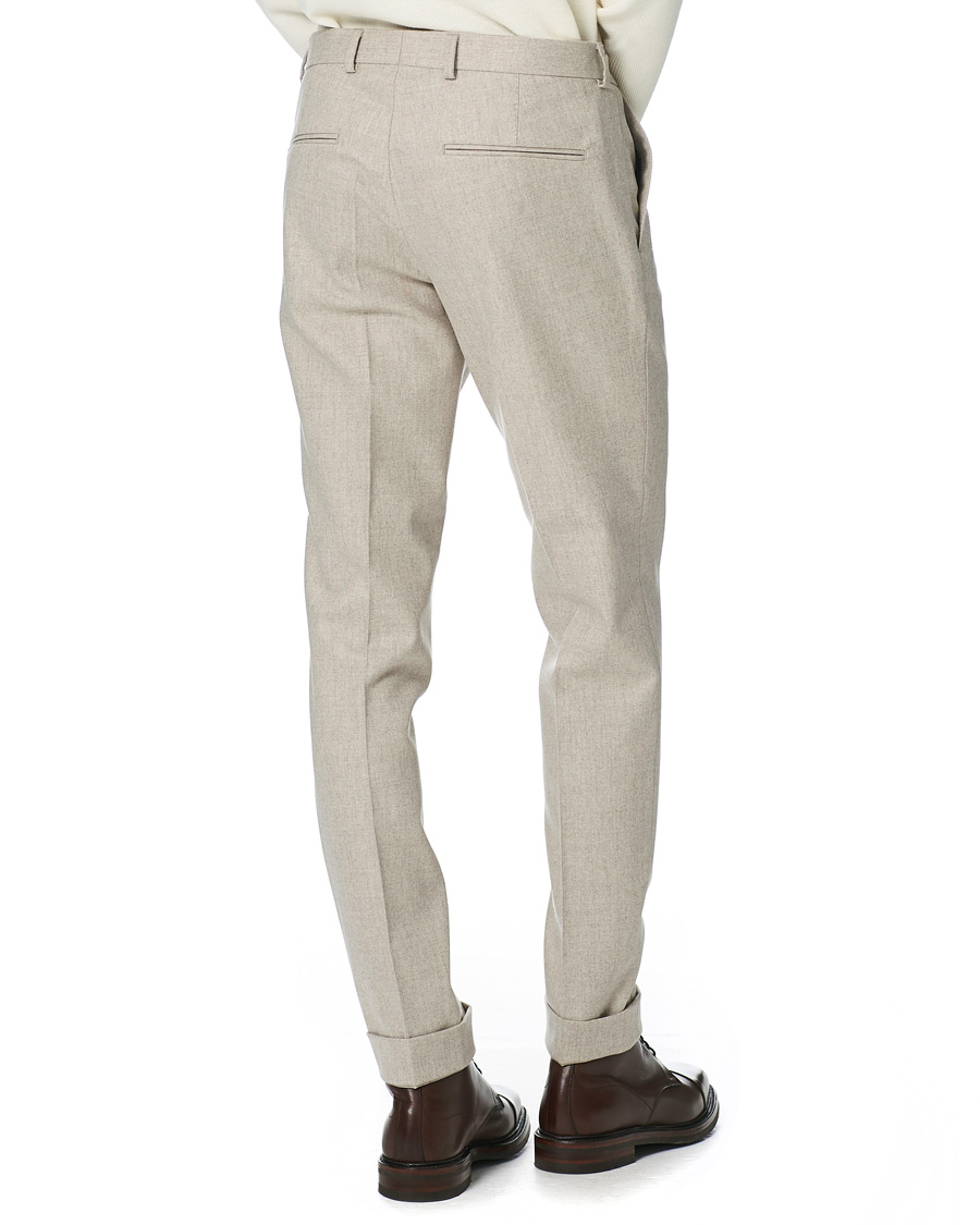 Herren | Hosen | Oscar Jacobson | Denz Turn Up Flannel Trousers Beige