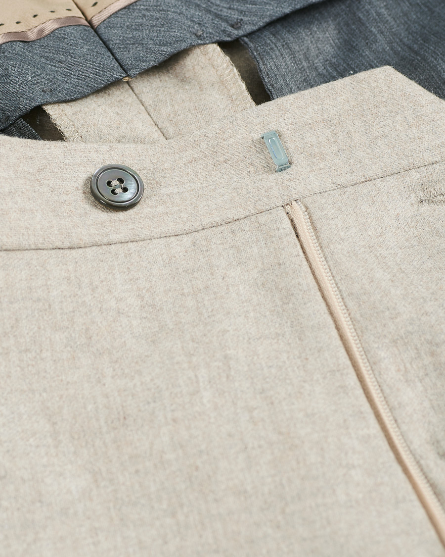 Herren | Hosen | Oscar Jacobson | Denz Turn Up Flannel Trousers Beige