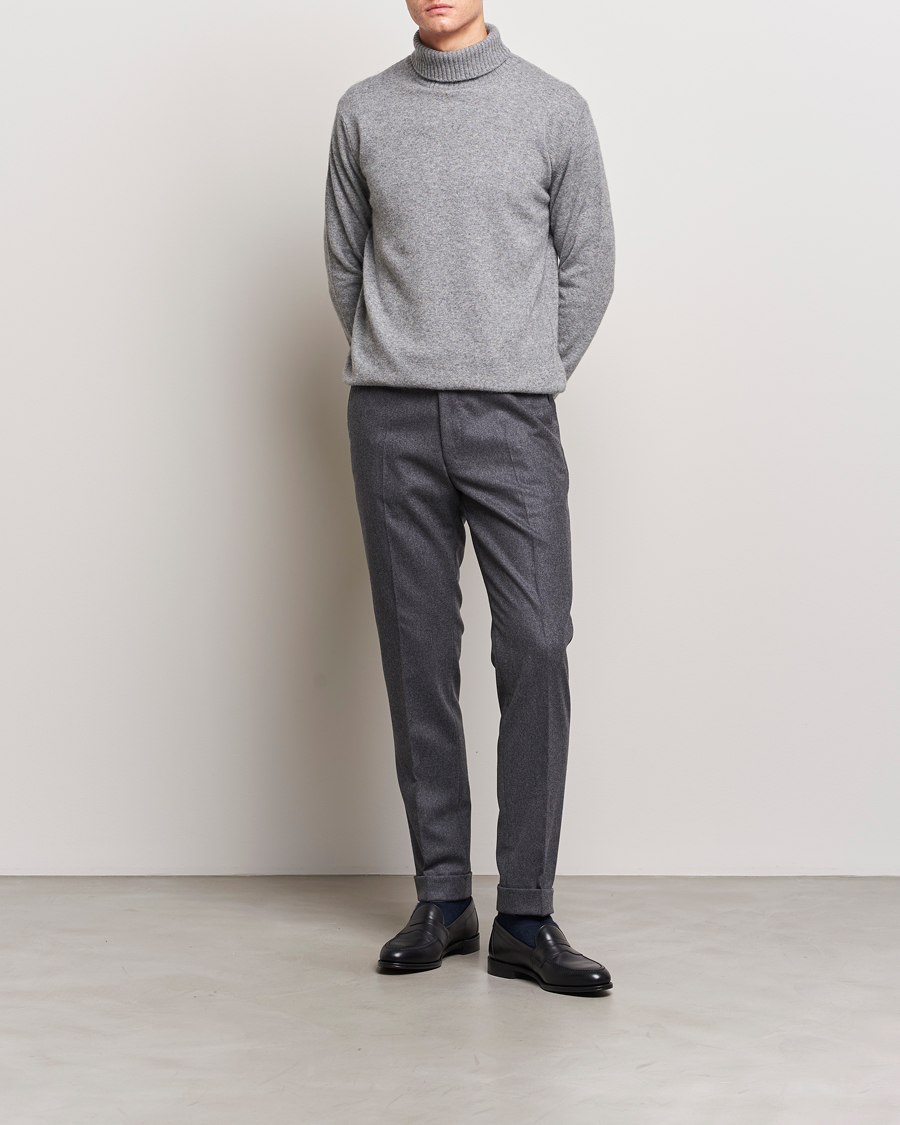 Herren | Pullover | Oscar Jacobson | Salim Wool/Cashmere Rollneck Light Grey