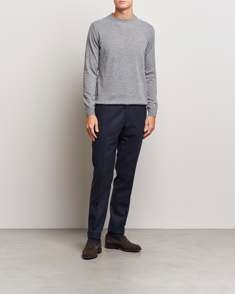 Herren | Pullover | Oscar Jacobson | Valter Wool/Cashmere Round Neck Light Grey