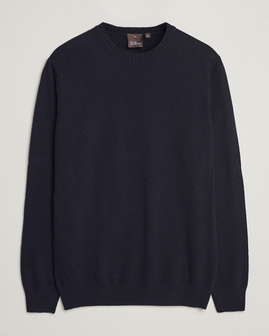 Herren | Pullover | Oscar Jacobson | Valter Wool/Cashmere Round Neck Navy