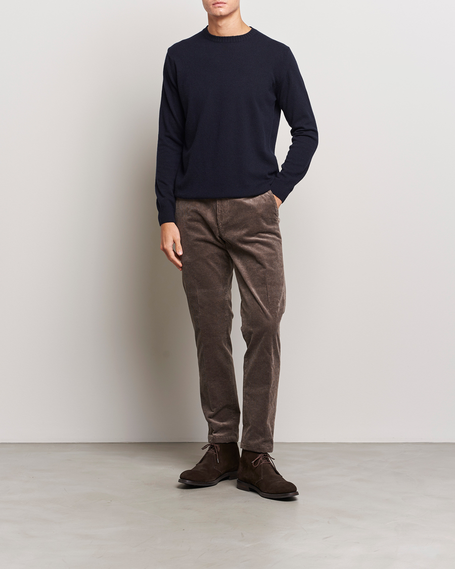 Herren | Pullover | Oscar Jacobson | Valter Wool/Cashmere Round Neck Navy