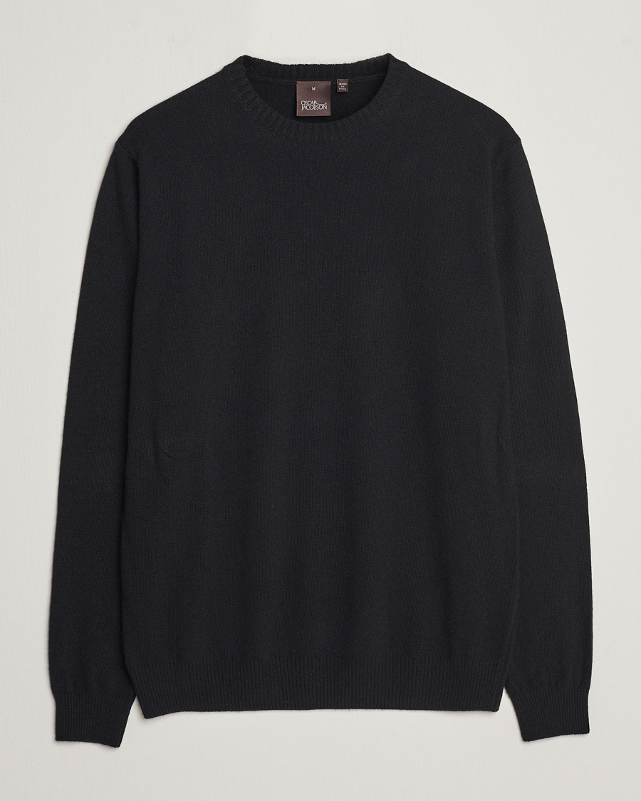 Herren | Pullover | Oscar Jacobson | Valter Wool/Cashmere Round Neck Black