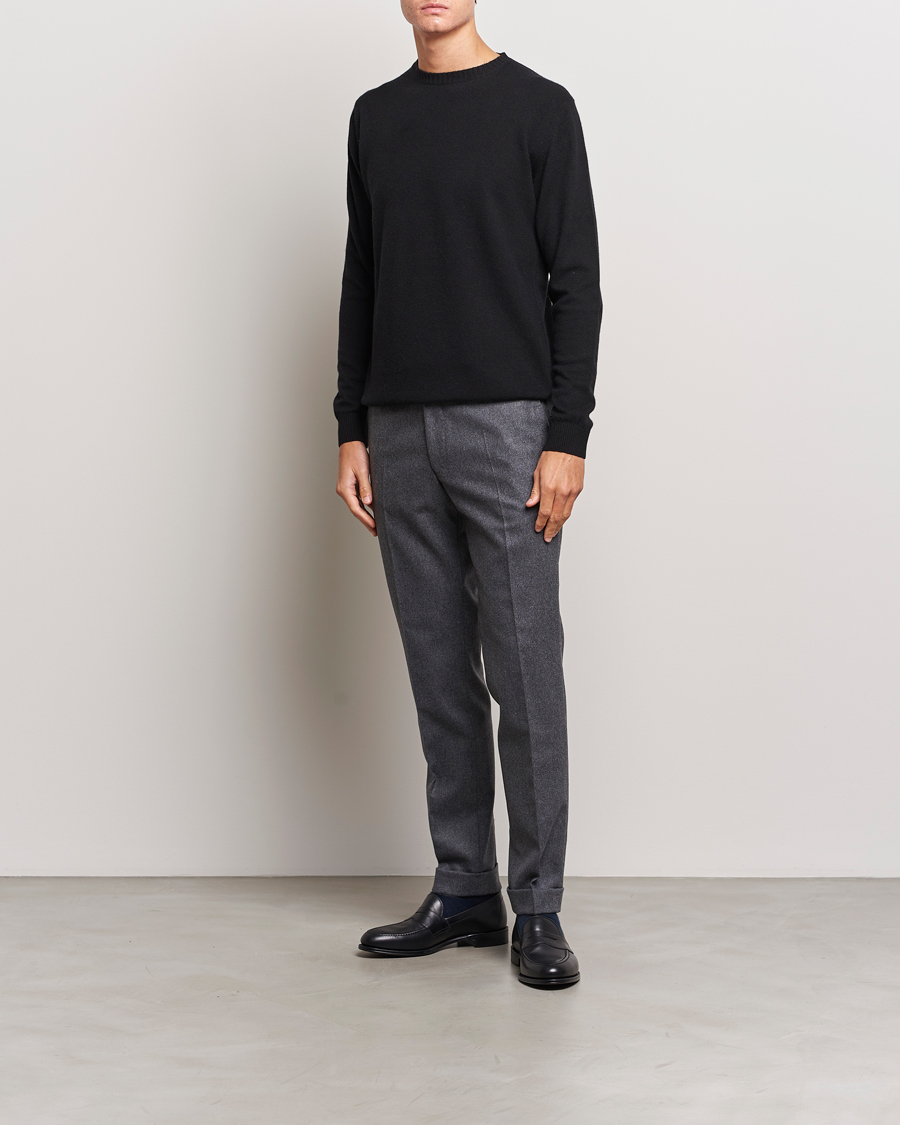 Herren | Pullover | Oscar Jacobson | Valter Wool/Cashmere Round Neck Black