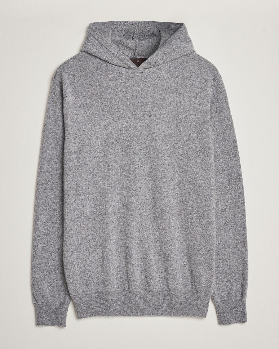 Herren | Pullover | Oscar Jacobson | Pascal Wool/Cashmere Hoodie Light Grey