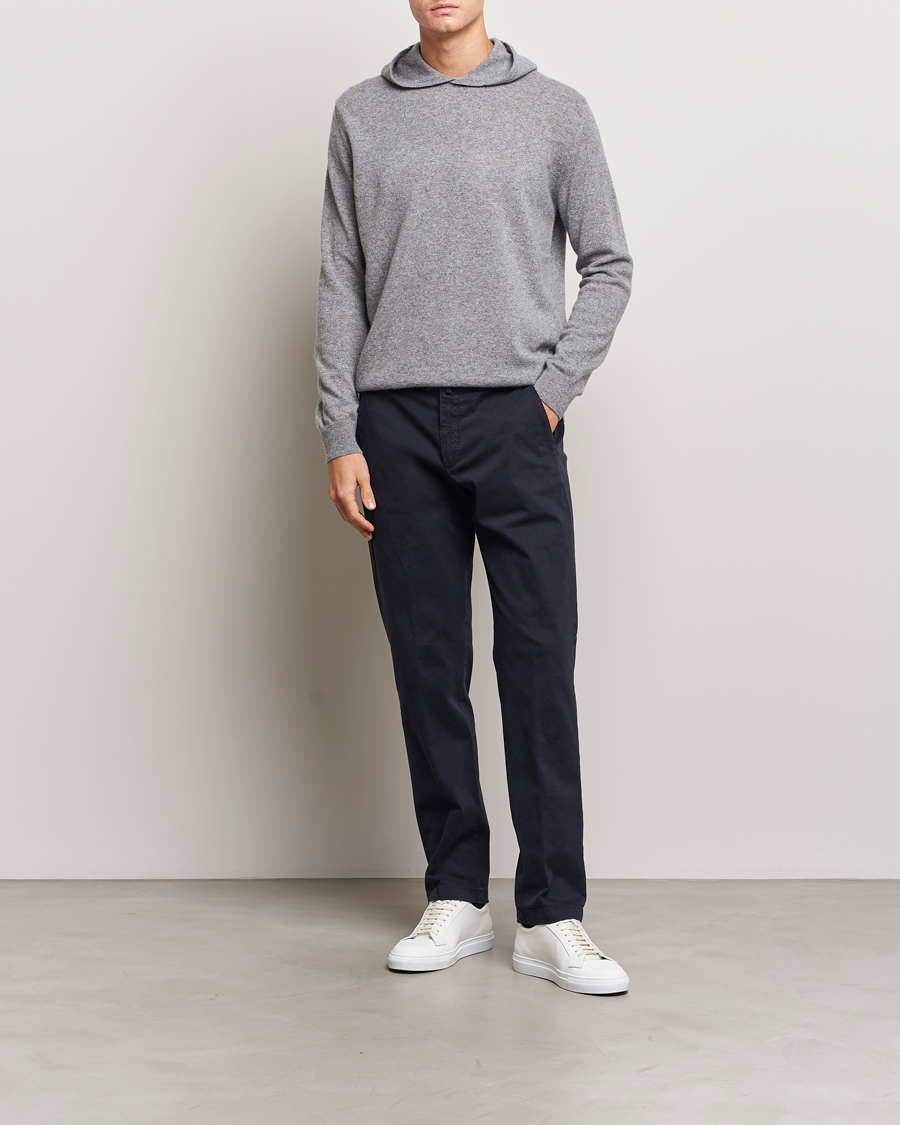Herren | Pullover | Oscar Jacobson | Pascal Wool/Cashmere Hoodie Light Grey