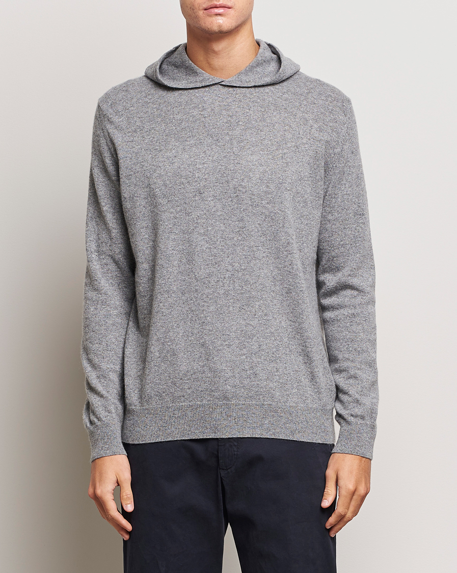 Herren | Pullover | Oscar Jacobson | Pascal Wool/Cashmere Hoodie Light Grey