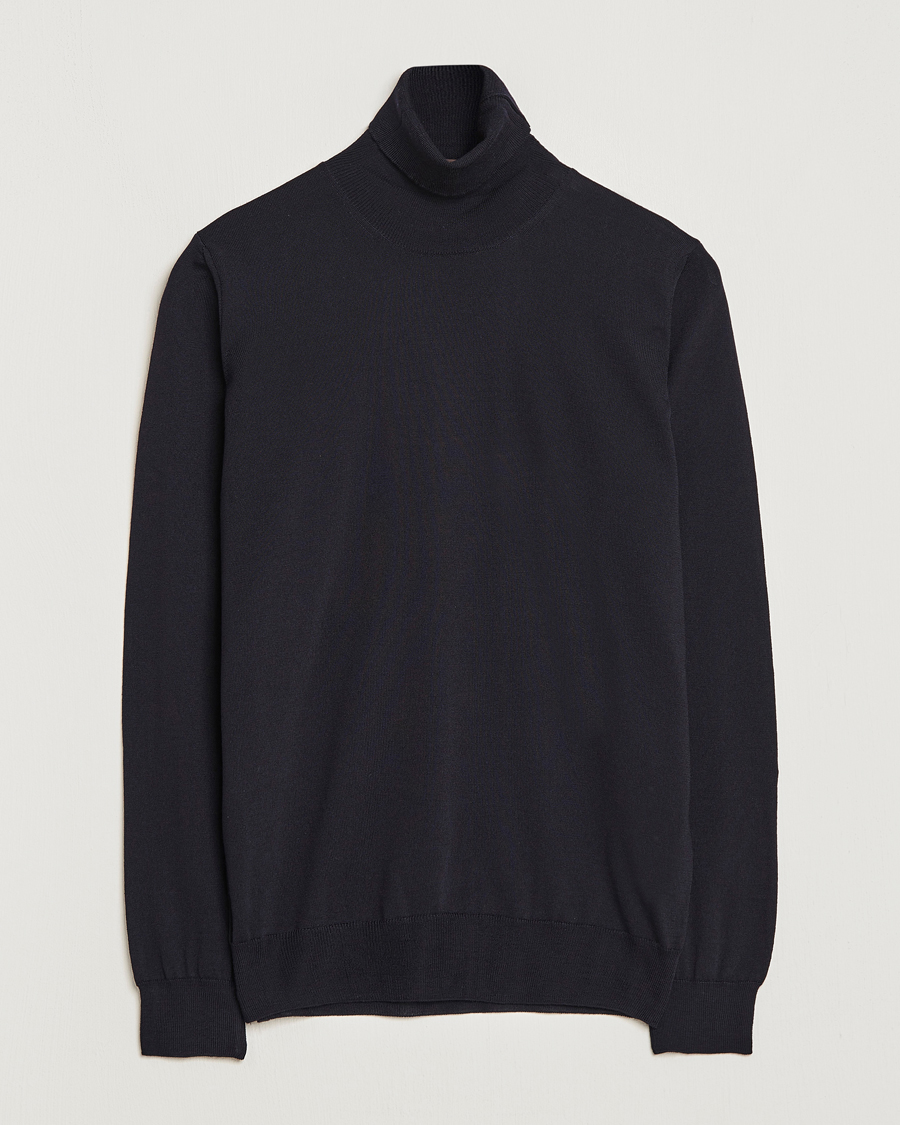 Herren | Pullover | Oscar Jacobson | Cole Extra Fine Merino Rollneck Navy