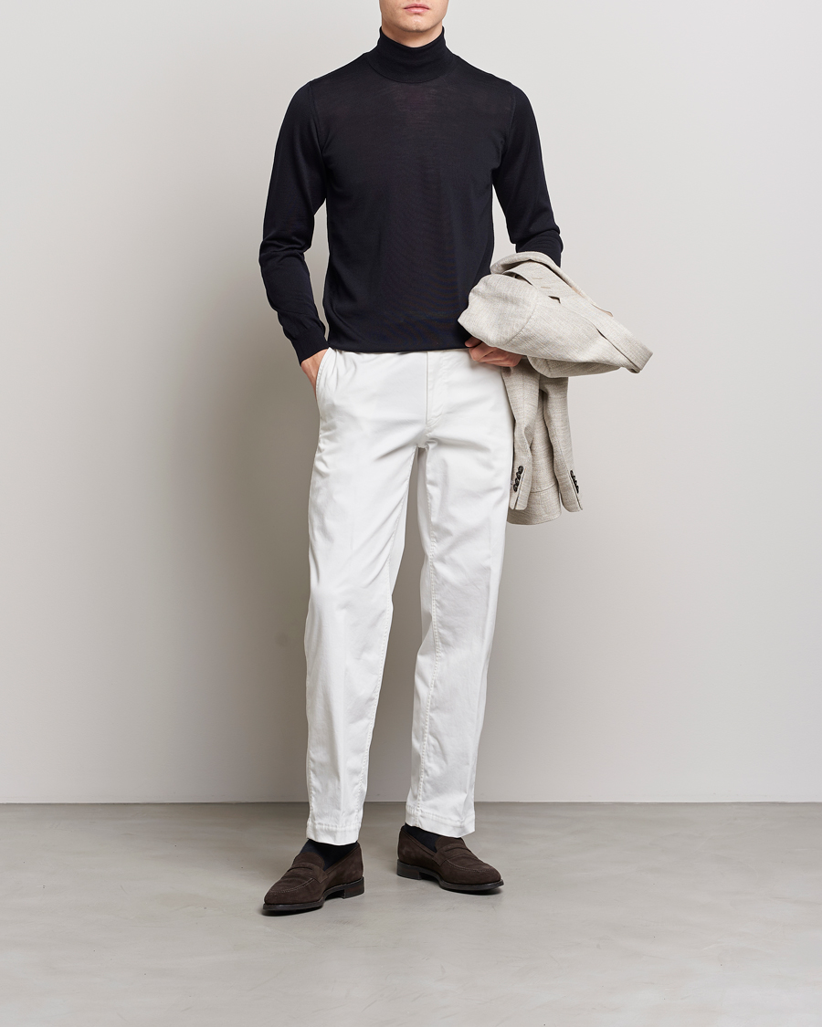Herren | Pullover | Oscar Jacobson | Cole Extra Fine Merino Rollneck Navy