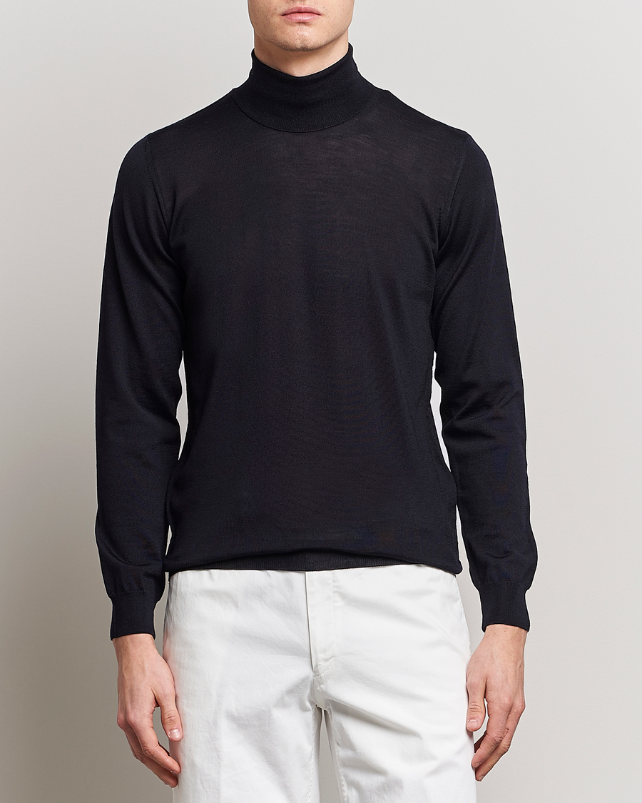 Herren | Pullover | Oscar Jacobson | Cole Extra Fine Merino Rollneck Navy
