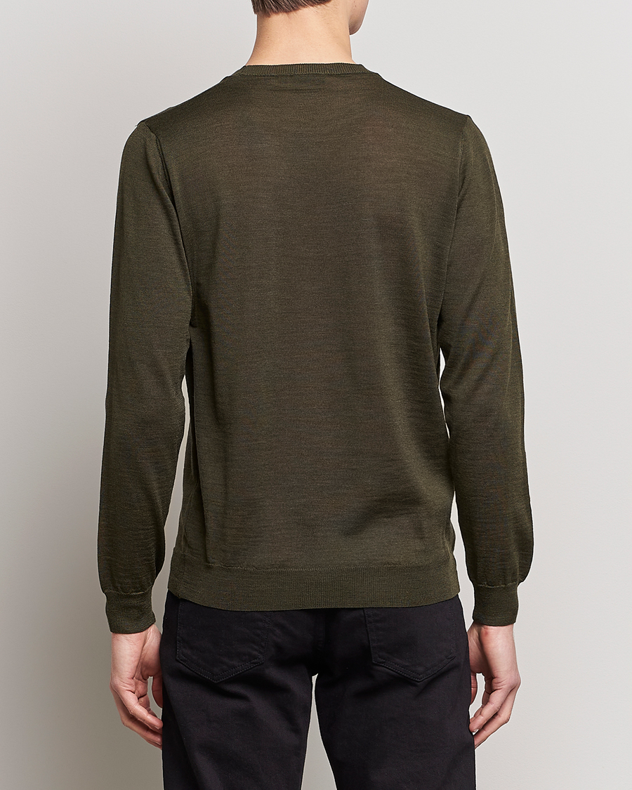 Herren | Pullover | Oscar Jacobson | Custer Extra Fine Merino Crew Neck Green