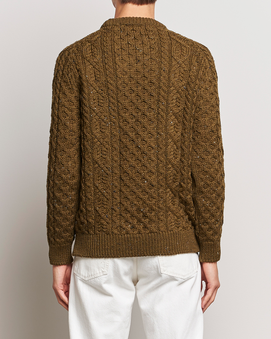 Herren | Pullover | Peregrine | Hudson Wool Aran Knitted Jumper Khaki