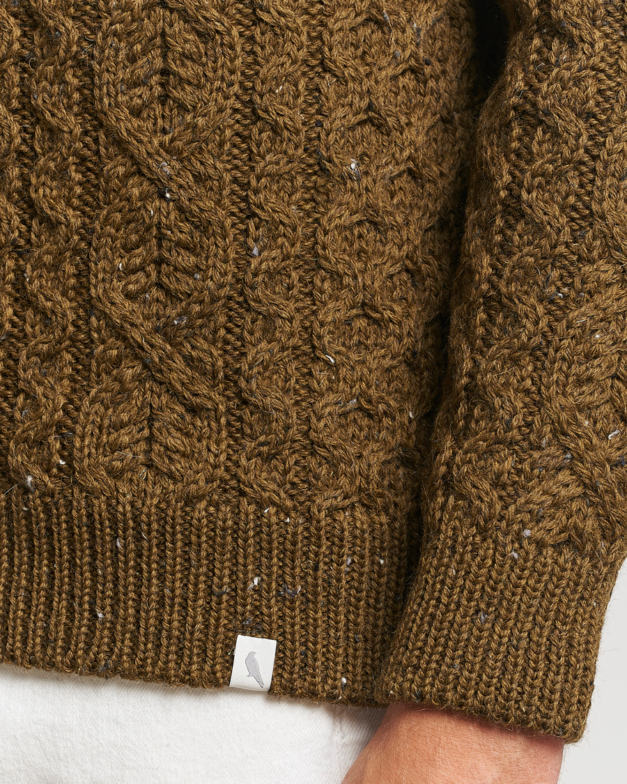 Herren | Pullover | Peregrine | Hudson Wool Aran Knitted Jumper Khaki