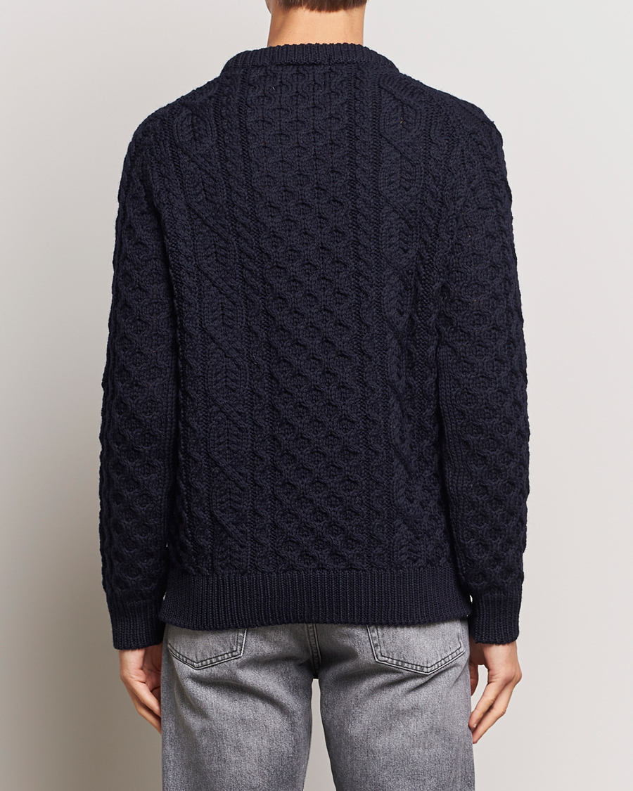 Herren | Pullover | Peregrine | Hudson Wool Aran Knitted Jumper Navy