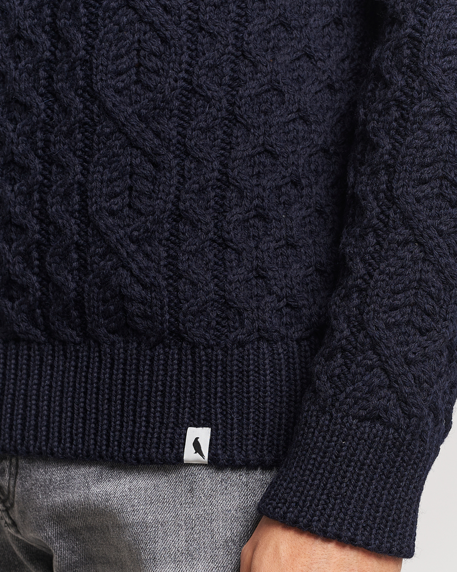 Herren | Pullover | Peregrine | Hudson Wool Aran Knitted Jumper Navy
