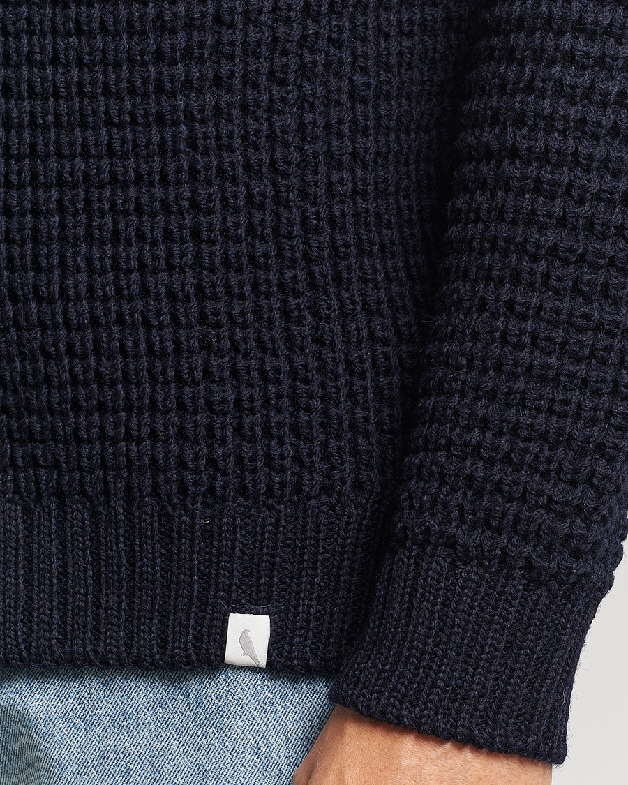 Herren | Pullover | Peregrine | Waffle Wool Shawl Cardigan Navy