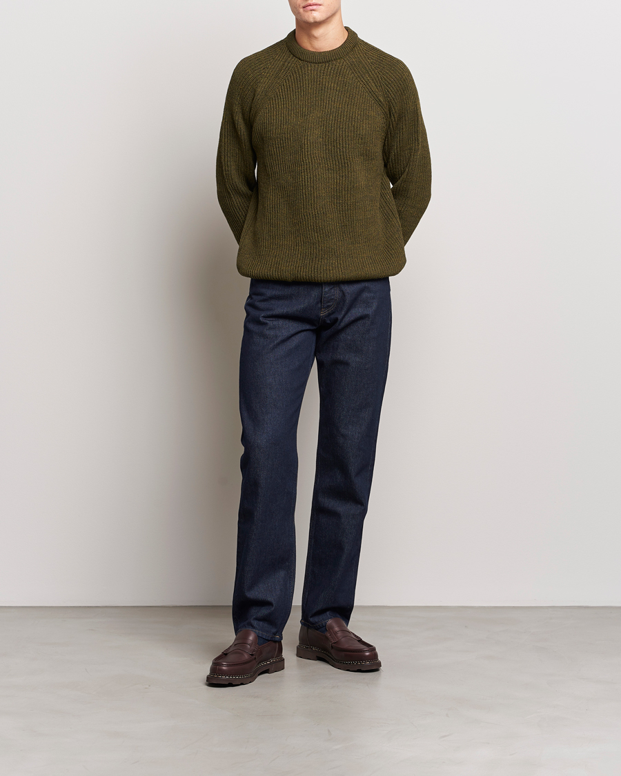 Herren | Pullover | Peregrine | Ford Knitted Wool Jumper Olive