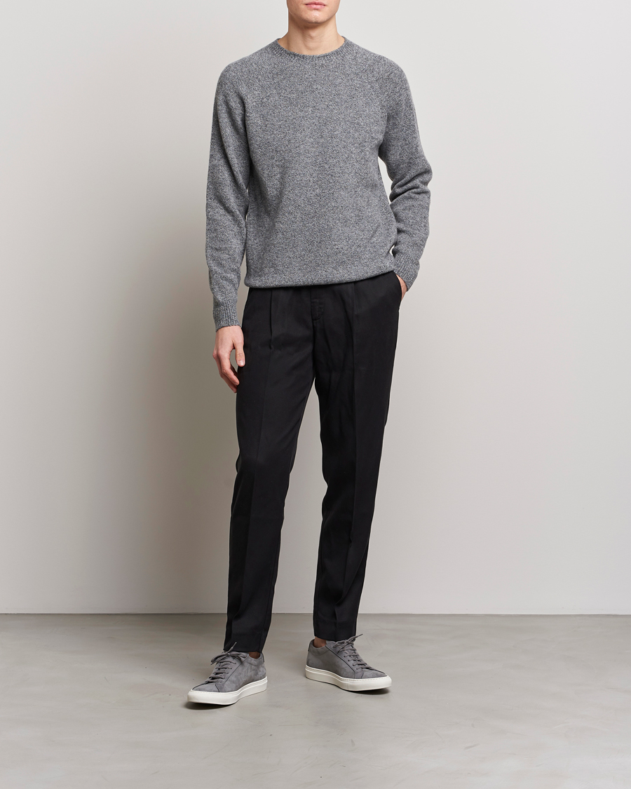 Herren | Pullover | Sunspel | Lambswool Crew Neck Grey Melange