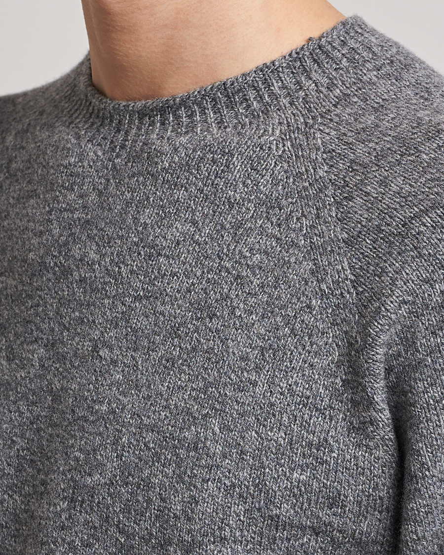 Herren | Pullover | Sunspel | Lambswool Crew Neck Grey Melange