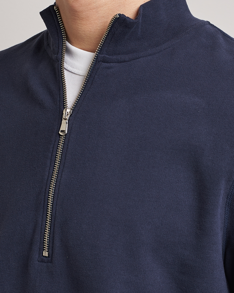Herren | Pullover | Sunspel | Loopback Half Zip Navy