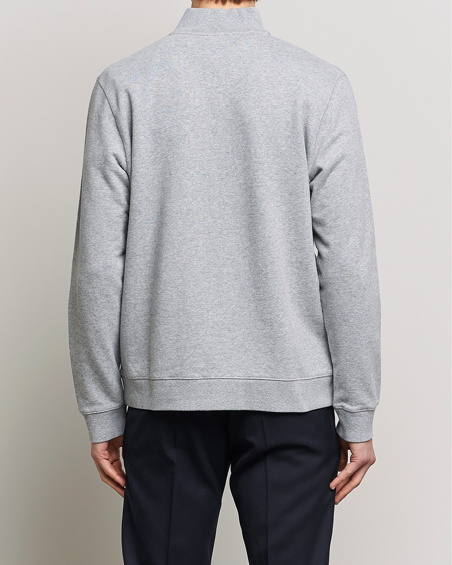 Herren | Pullover | Sunspel | Loopback Half Zip Grey Melange