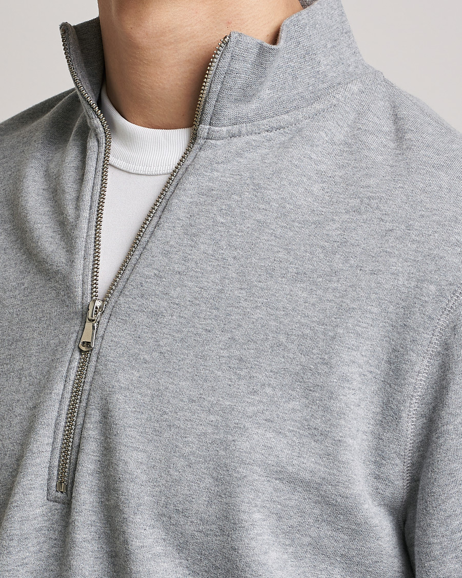 Herren | Pullover | Sunspel | Loopback Half Zip Grey Melange
