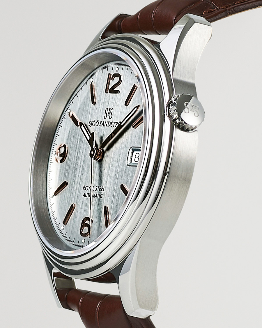 Herren | Sjöö Sandström Royal Steel Classic 41mm Grey and Brown Alligator | Sjöö Sandström | Royal Steel Classic 41mm Grey and Brown Alligator