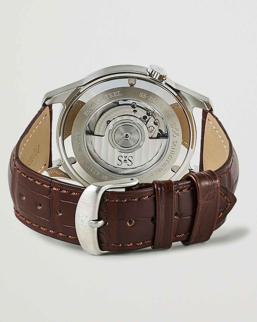 Herren | Sjöö Sandström Royal Steel Classic 41mm Grey and Brown Alligator | Sjöö Sandström | Royal Steel Classic 41mm Grey and Brown Alligator