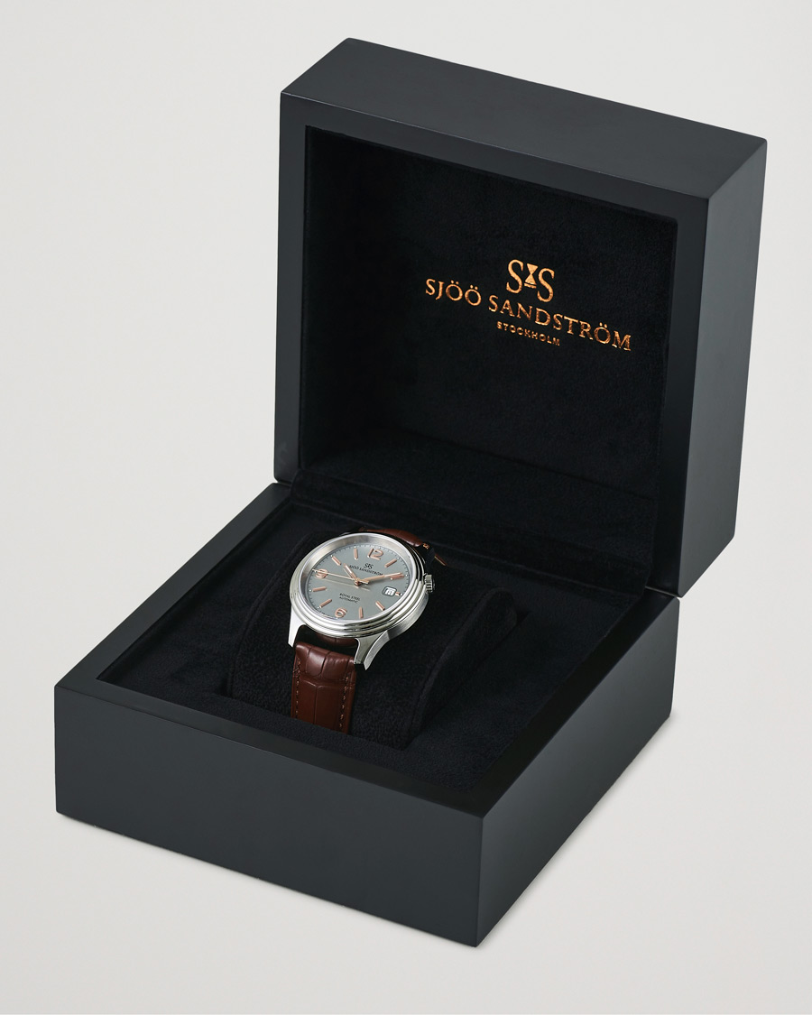 Herren | Sjöö Sandström Royal Steel Classic 41mm Grey and Brown Alligator | Sjöö Sandström | Royal Steel Classic 41mm Grey and Brown Alligator