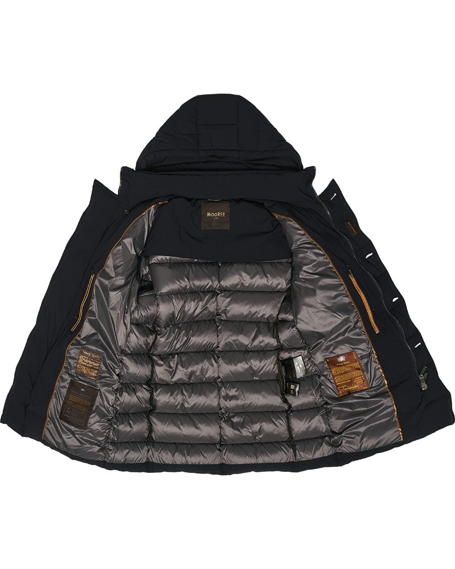 Herren | Jacken | MooRER | Double Breasted Stretch Nylon Hood Coat Navy