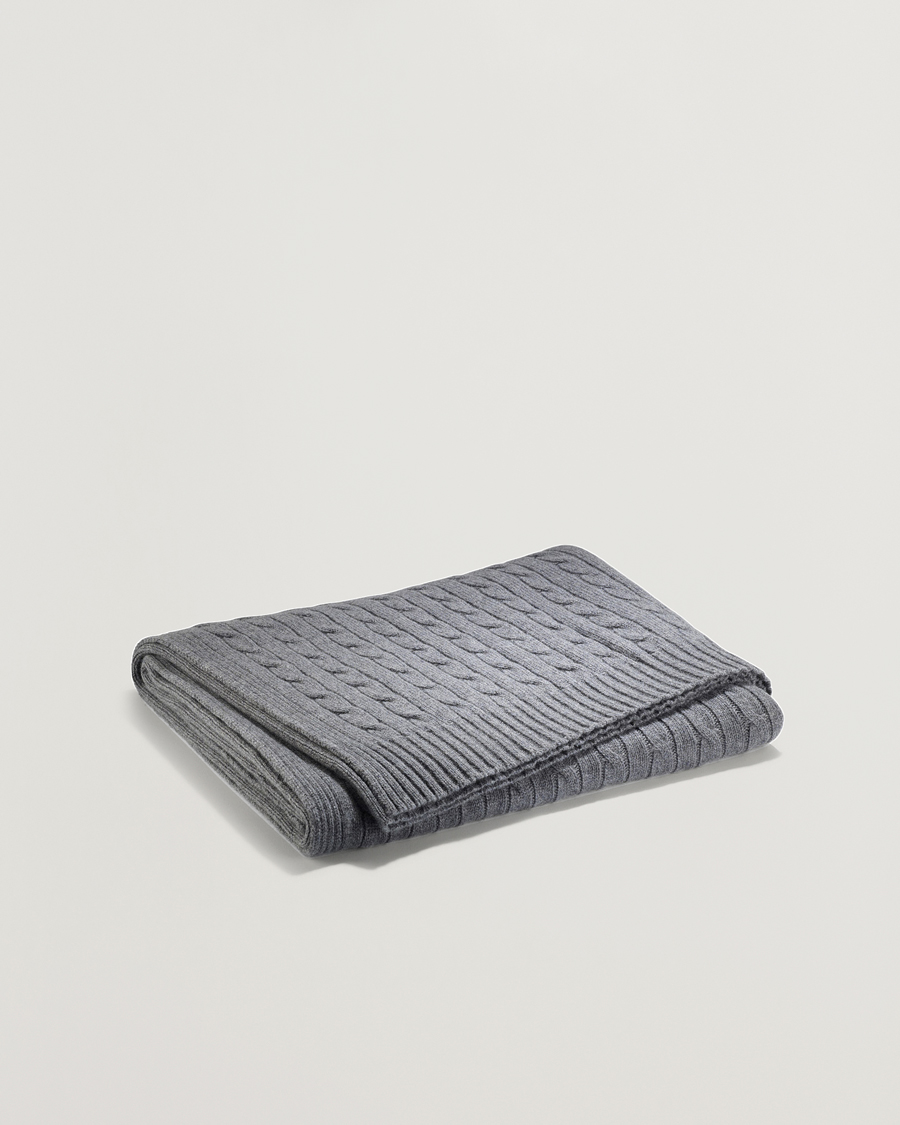 Herren | Ralph Lauren Home Cable Knitted Cashmere Throw Heather Grey | Ralph Lauren Home | Cable Knitted Cashmere Throw Heather Grey