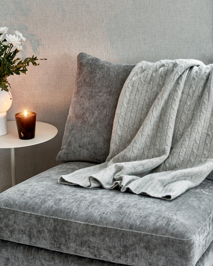 Herren | Ralph Lauren Home Cable Knitted Cashmere Throw Heather Grey | Ralph Lauren Home | Cable Knitted Cashmere Throw Heather Grey