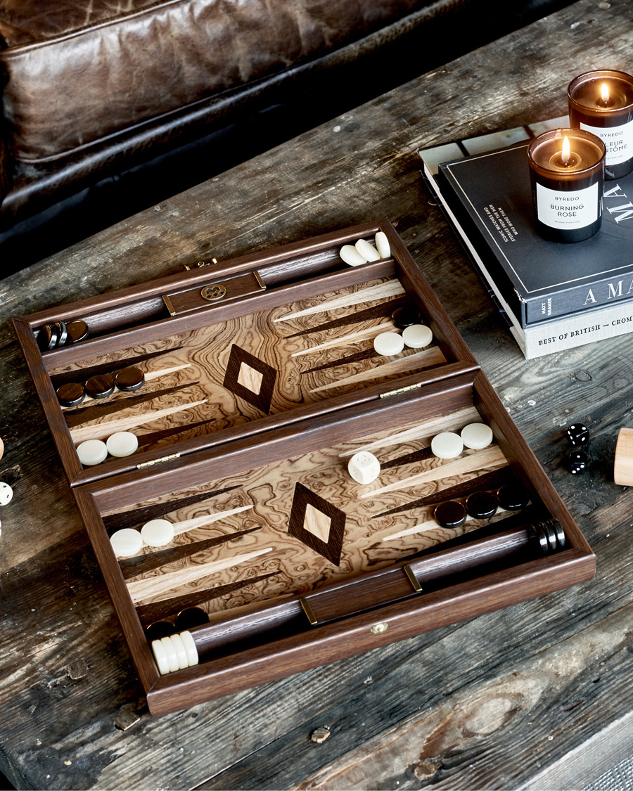Herren | Spiel und Freizeit | Manopoulos | Walnut Burl Small Backgammon With Side Racks
