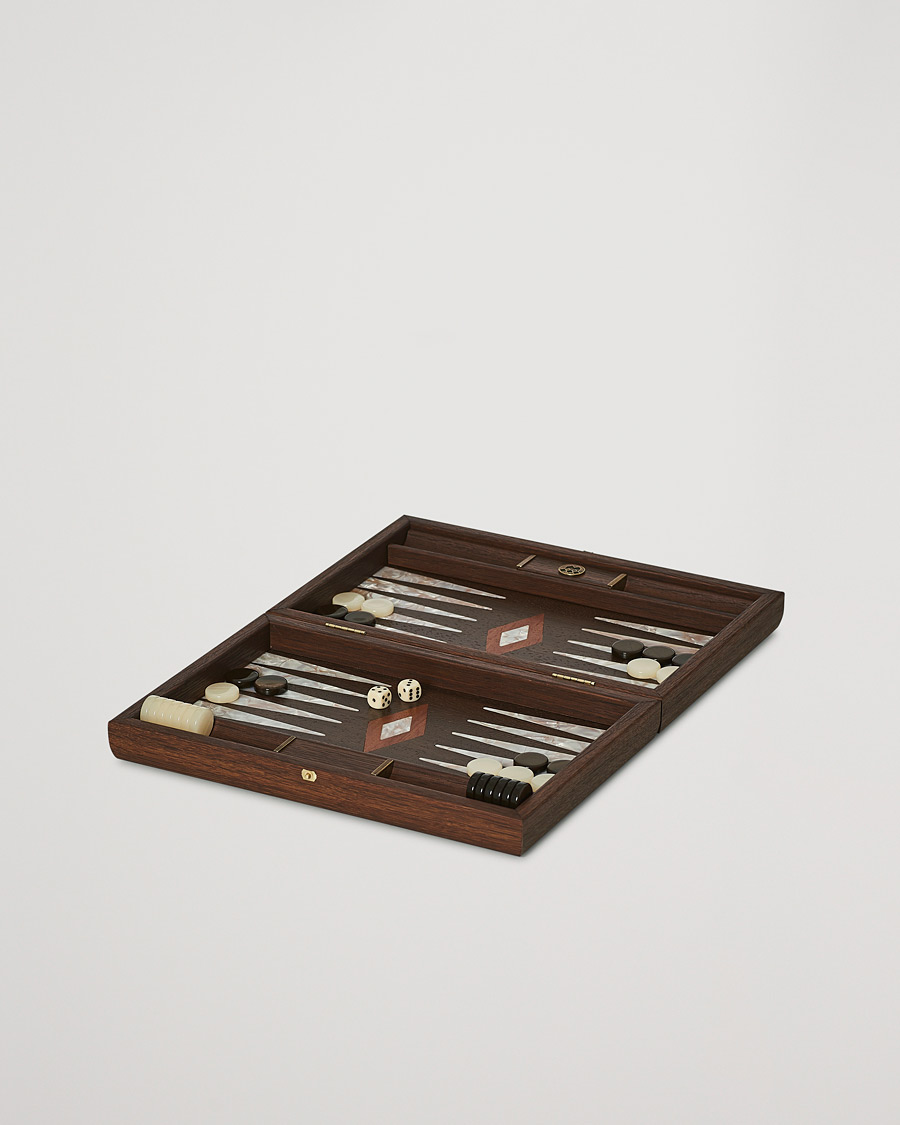 Herren | Geschenkideen zu Weihnachten | Manopoulos | Natural Burl Small Backgammon With Side Racks