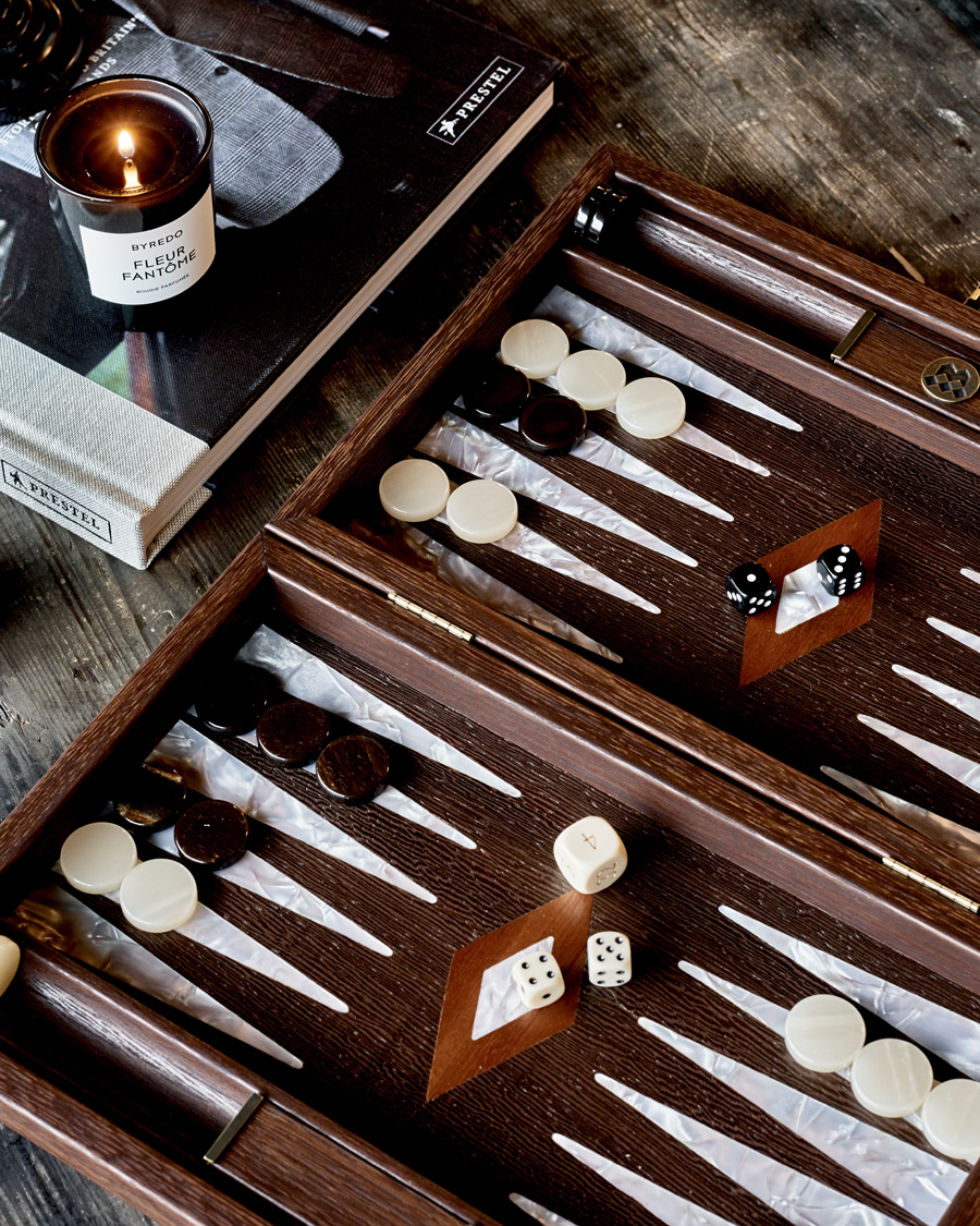 Herren | Geschenkideen zu Weihnachten | Manopoulos | Natural Burl Small Backgammon With Side Racks