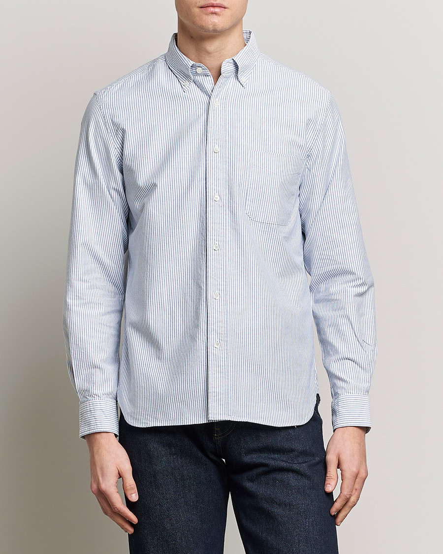Herren | Oxfordhemden | BEAMS PLUS | Oxford Button Down Shirt Blue Stripe
